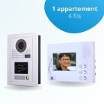 Portier interphone vid�o classic - 2 4 fils - 1 �cran blanc - avec lecteur de badge