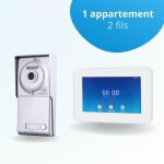 Portier interphone vid�o neo 2 fils - 1 appartement - 1 �cran tactile connect� 7  blanc