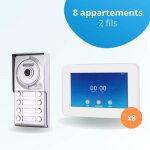 Portier interphone vid�o neo 2 fils - 8 appartements - 8 �crans tactiles connect�s 7  blanc