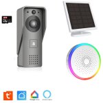 Portier vidéo solaire connecté wifi avec carillon intérieur 60 mélodies ? contrôle vocal Portier vidéo solaire connecté wifi avec carillon intérieur 60 mélodies ? contrôle vocal