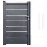 Portillon aluminium bugatti gris 7016 haut 160 x larg 100 cm lames horizontales avec inserts anodis�s ...