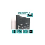 Cloture&jardin - portillon aluminium gris anthracite - plein avec liserés multiples - 1. 60m Cloture&jardin - portillon aluminium gris anthracite - plein avec liserés multiples - 1. 60m