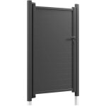 Portillon aluminium plein haut 100 x larg 100 cm gris 7016 vendu avec 2 poteaux