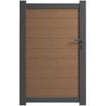 Portillon aluminium remplissage composite 3d bois clair haut 160 cm x larg 100 cm vendu sans poteaux