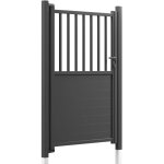 Portillon aluminium semi ajour� haut 120 x larg 100 cm gris 7016 vendu avec 2 poteaux