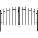 Maisonchic - portillon double, porte de jardin, portail porte avec dessus � pointe acier 3x1, 5 m noir ...