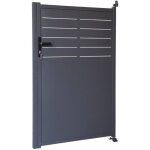 Portillon de jardin acier galvanis anthracite avec serrure et poigne. fixation mur et sol - axis