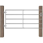 Portillon?portail de jardin � 5 barres acier (95 - 170)x90 cm argent� cfw21591