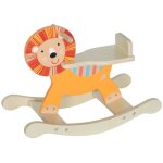 Portique et aire de jeux avec cheval � bascule bois motif lion orange pour enfants 2 - 5 ans (25kg max) ...