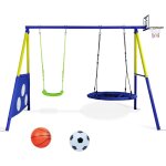 Portique balancoire enfant exterieur max. 200kg multifonctionnelle 4 - en - 1 cadre de support avec 2 ...