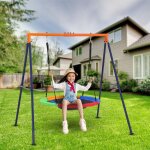 Portique de balançoire en métal avec structure en a, support de balançoire en acier avec tapis antidérapant, ... Portique de balançoire en métal avec structure en a, support de balançoire en acier avec tapis antidérapant, ...