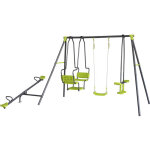 Portique de jeu en m�tal avec balan�oire a bascule  lenny  - 4 agr�s - vert