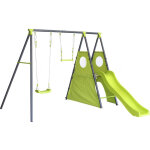 Portique de jeu en m�tal avec toboggan  kylian  - 4 agr�s - vert