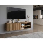 Bestmobilier - portmore - meuble tv suspendu - effet bois - 150 cm