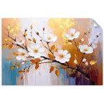 Poster autocollant fleurs brindilles lueur dore 30x20