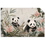 Poster autocollant images pour chambre d'enfant dinosaures joyeux paysage de montagne 150x100