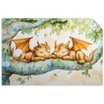 Poster autocollant tableau pour chambre d'enfant animaux africains colors en beige 150x100