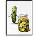 Poster mural amusant de cuisine, image de cornichon vert olive pour d�coration de salle � manger, 40 ...