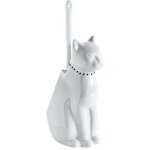 Pot  balai brosse wc chat blanc ceramique onyx