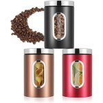 Pot � caf� herm�tique inoxydable, boite de rangement cuisine, lot de 3 bocaux herm�tiques alimentaires ...