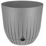 Pot de fleurs britta en plastique avec soucoupe, taille 1, diam�tre 13 cm, � motif c�tel� et rainur�, ...