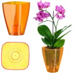 Pot de fleur cache - orchidée support de fleur plantes en plastique 9 cm orange - kadax Pot de fleur cache - orchidée support de fleur plantes en plastique 9 cm orange - kadax