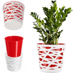 Pot de fleurs pot de fleurs cache - pot en plastique pour fleurs plantes 17 cm rouge - kadax