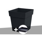 Eda - pot de fleur carr� toscane 39 x h. 39 cm anthracite + soucoupe