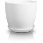 Pot de fleurs en c�ramique avec soucoupe, blanc, 15 cm