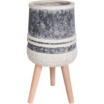 Beliani - pot de fleurs industriel support en bois rayures rond magn�sium beige et gris arisaema