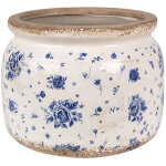 Pot de fleurs int�rieur c�ramique beige bleu 15x15x20cm