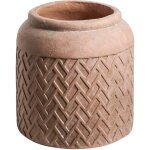 Pot de fleurs int�rieur et ext�rieur en fibre d'argile rond jardini�re peinte 35 x 35 x 36 cm beige gerakas ...