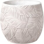 Pot de fleurs moderne en fibre d'argile 47 x 47 x 43 cm rond motif feuilles int�rieur ext�rieur peint ...