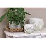 La grande prairie - pot de fleurs pierre tiges de bl beige vert 20x20cm