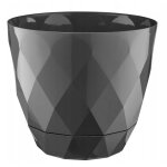 Pot de fleurs en plastique avec soucoupe anthracite karo 22 cm