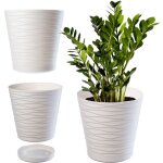 Pot de fleurs en plastique avec soucoupe incorpor�e, pot de plantes avec conception raffin�e pour la ...