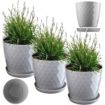 Pot de fleurs en plastique avec soucoupe, pot de plante pour une décoration florale moderne dans l'espace ... Pot de fleurs en plastique avec soucoupe, pot de plante pour une décoration florale moderne dans l'espace ...