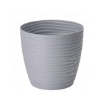 Pot de fleurs rond gris avec soucoupe 10, 7x10cm plastique