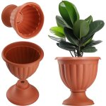 Pot de fleurs rond en plastique pour extrieur, jardin, terrasse (40, 5 cm, terre cuite) - kadax