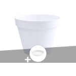 Pot de fleur rond toscane Ø 60 x h. 47 cm blanc + soucoupe - eda Pot de fleur rond toscane Ø 60 x h. 47 cm blanc + soucoupe - eda