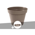 Pot de fleur rond toscane  60 x h. 47 cm taupe + soucoupe - eda