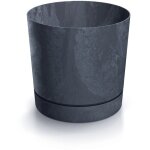 Pot de fleurs rond tubo p beton effect 240e avec soucoupe anthracite