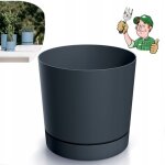 Pot de fleurs avec soucoupe en plastique anthracite 13 cm tubo