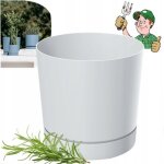 Pot de fleurs avec soucoupe en plastique blanc 19 cm tubo