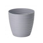 Pot de fleurs avec soucoupe, plastique, gris, 16, 7 x 15, 4 cm, sahara Pot de fleurs avec soucoupe, plastique, gris, 16, 7 x 15, 4 cm, sahara