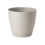 Pot de fleurs avec soucoupe rond en plastique gris clair 10, 7x11cm