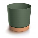 Pot de fleurs avec soucoupe rond vert tubo 14, 7 cm