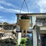 Pot de fleurs suspendu avec t�te de balan�oire, mignon, en r�sine, avec trou de drainage, pour plantes ...
