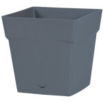 Pot de fleur toscane avec soucoupe 24, 8 x 24, 8 x 24 cm carr� - 10 litres - bleu jean - eda