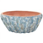 Beliani - pot de fleurs traditionnel en terre cuite ovale 51 cm extrieur intrieur bleu ostrya
